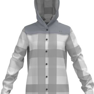 Under Armour Tradesman Flannel Hoodie 1365695 014 Size XS Grey White